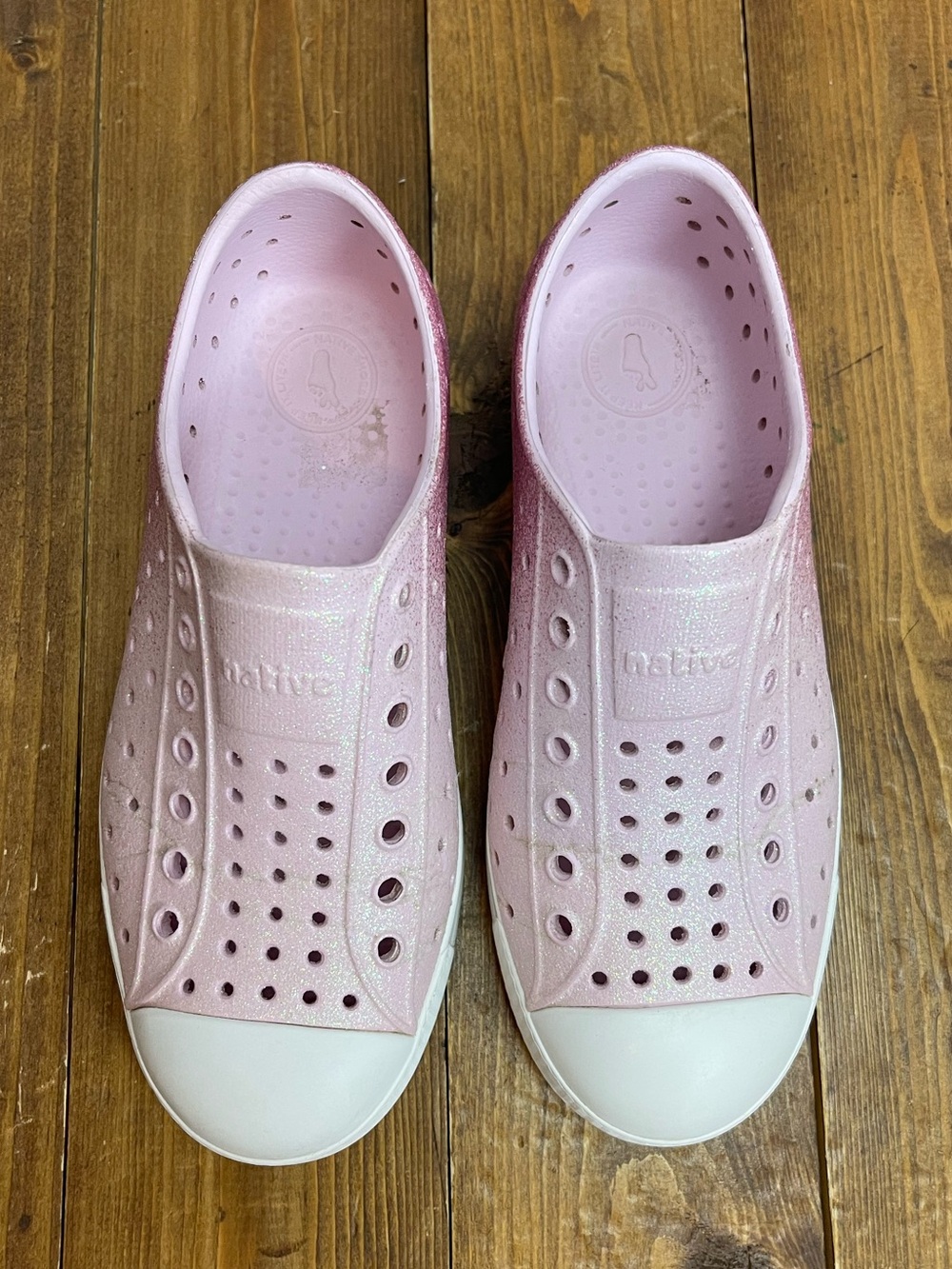 Native shoes Jefferson style pink glitter ombre foam sneakers size 1